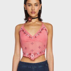 Delia's Embroidered Mesh Halter Top